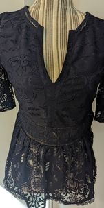 Anthropologie Blue Tassel XS top.